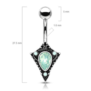 Piercing Nombril Vintage Opale Argent