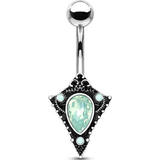 Piercing Nombril Vintage Opale Argent