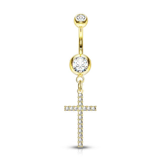 Piercing Nombril Pendentif Croix Zircone