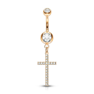 Piercing Nombril Pendentif Croix Zircone