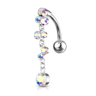Piercing Nombril Pendentif Bulles Inversé Zircone Argent