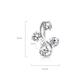 Piercing Nombril 4 Zircones Argent