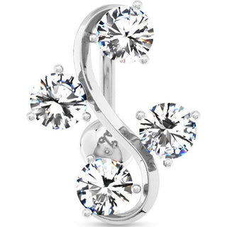 Piercing Nombril 4 Zircones Argent