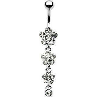 Piercing Nombril Pendentif Fleur Zircone