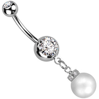 Piercing Nombril Zircone Pendentif Perle