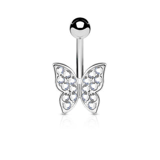 Piercing Nombril Papillon Zircone Argent