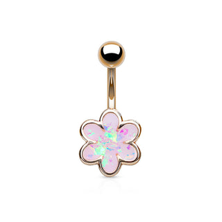 Piercing Nombril Fleur Opale Or