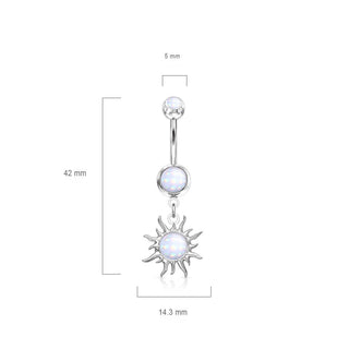 Piercing Nombril Pendentif Soleil Tribal Pierres Synthétiques Lumineuses
