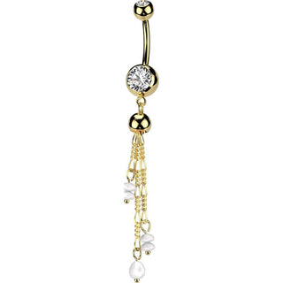 Piercing Nombril zircone pendentif perle