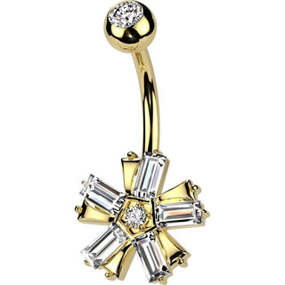 Piercing Nombril fleur zircone