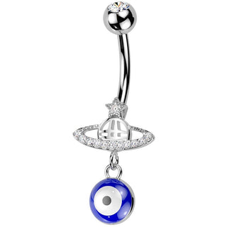 Piercing Nombril planète œil de la chance pendentif zircone