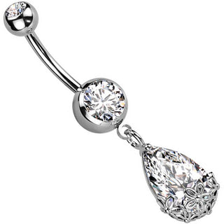 Piercing Nombril Fleur Zircone