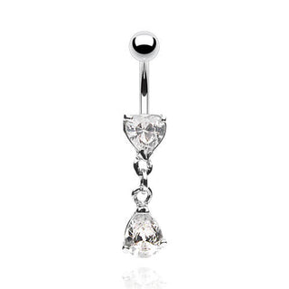 Piercing Nombril Pendentif Cœur Zircone Argent
