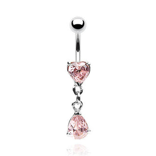 Piercing Nombril Pendentif Cœur Zircone Argent