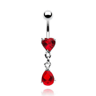 Piercing Nombril Pendentif Cœur Zircone Argent