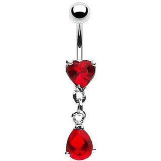 Piercing Nombril Pendentif Cœur Zircone Argent