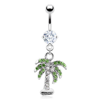 Piercing Nombril Pendentif Palmier Zircone
