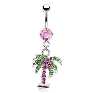 Piercing Nombril Pendentif Palmier Zircone