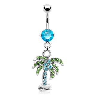Piercing Nombril Pendentif Palmier Zircone