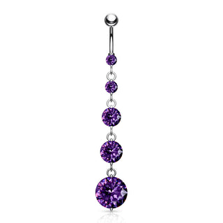 Piercing Nombril Pendentif 5 Zircones Argent