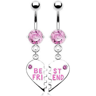 Piercing Nombril Pendentif Cœur BEST FRIEND Zircone