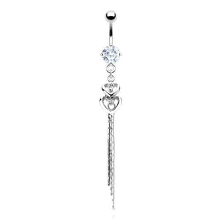 Piercing Nombril Pendentif Cœur Zircone Argent