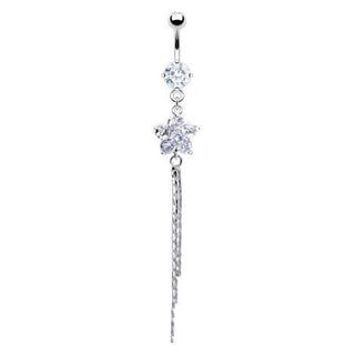 Piercing Nombril Pendentif Fleur Zircone