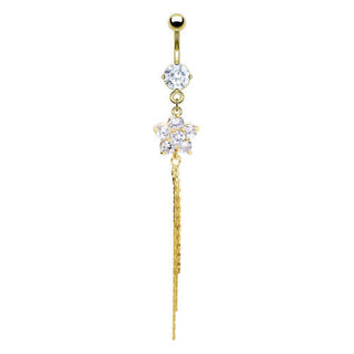 Piercing Nombril Pendentif Fleur Zircone