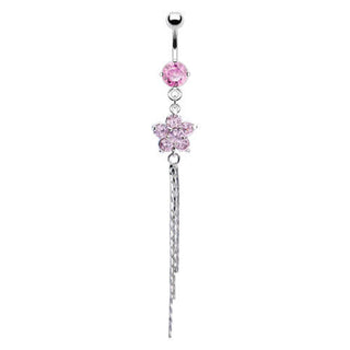 Piercing Nombril Pendentif Fleur Zircone