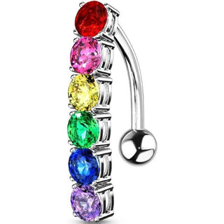 Piercing Nombril Arc-En-Ciel Zircone argent Inversé