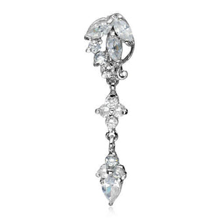 Piercing Nombril Pendentif Goutte Zircone Argent