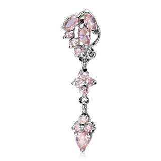 Piercing Nombril Pendentif Goutte Zircone Argent