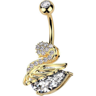 Piercing Nombril cygne zircone