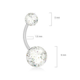 Piercing Nombril Bille Acrylique Ultra Pailletée