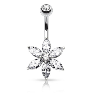 Piercing Nombril Fleur Zircone