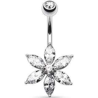 Piercing Nombril Fleur Zircone