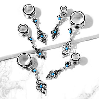 Écarteur Pendentif Tribal Turquoise Argent