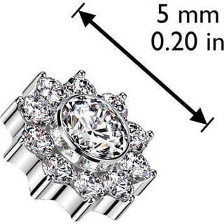 Titane Embout fleur zircone Filetage Interne