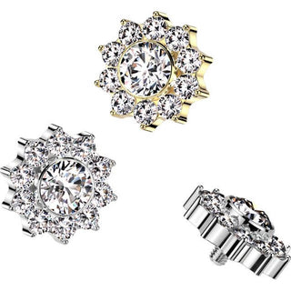 Titane Embout fleur zircone Filetage Interne