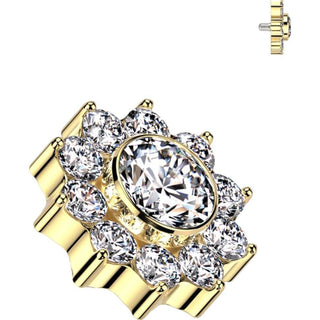 Titane Embout fleur zircone Filetage Interne