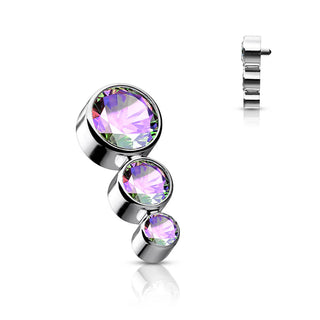 Titane Embout Embout 3 Zircones Filetage Interne