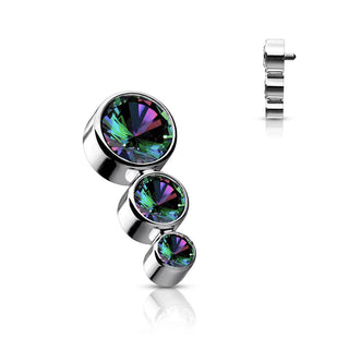 Titane Embout Embout 3 Zircones Filetage Interne