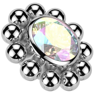 Titane Embout Fleur Zircone Filetage Interne