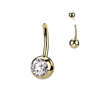 Titane Base base piercing au nombril Bille Zircone Enfoncer