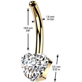Titane Base nombril épingle cœur zircone Enfoncer