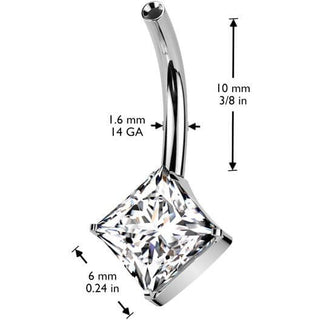 Titane Base nombril épingle carré zircone Enfoncer