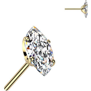 Titane Embout embout zircone taille marquise Enfoncer