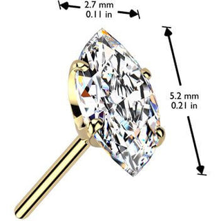 Titane Embout embout zircone taille marquise Enfoncer