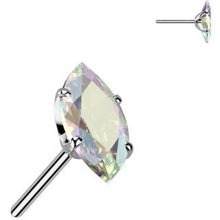 Titane Embout embout zircone taille marquise Enfoncer