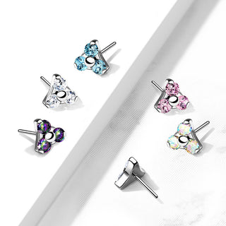 Titane Embout Embout Triangle Zircone Argent Enfoncer